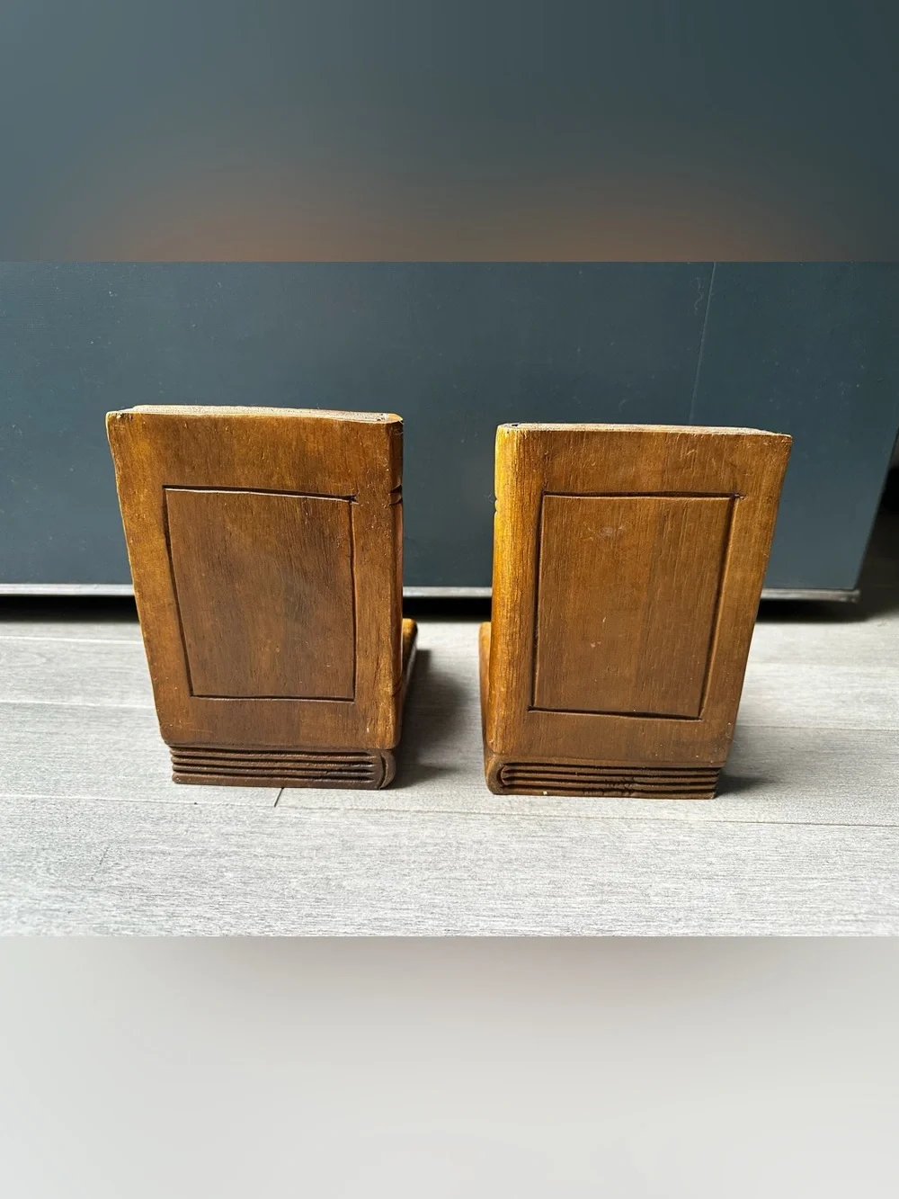Vintage Solid Wood Baseball Football Sports Book Ends Made In Thailand Decor - Picture 2 of 8